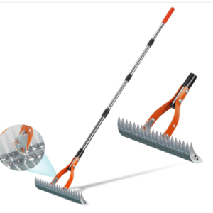 Yofidra Thatch Rake for Lawns, 19-Tine Heavy Duty Dethatching Rake with Adjustable 70” Handle, Metal Lawn Rake for Soil Loosening & Dead Grass Removal