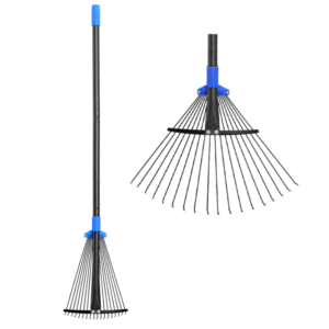 Oliynedy Adjustable Metal Leaf Rake with Expandable Head (8–17”) Long Handle 30–58”, Heavy Duty Garden Rake for Lawn, Yard & Camping